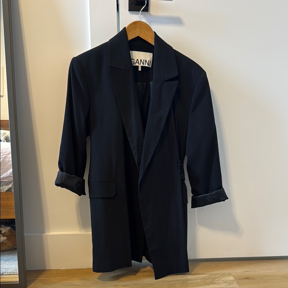 Ganni Black Blazer Relaxed Fit Suit Jacket